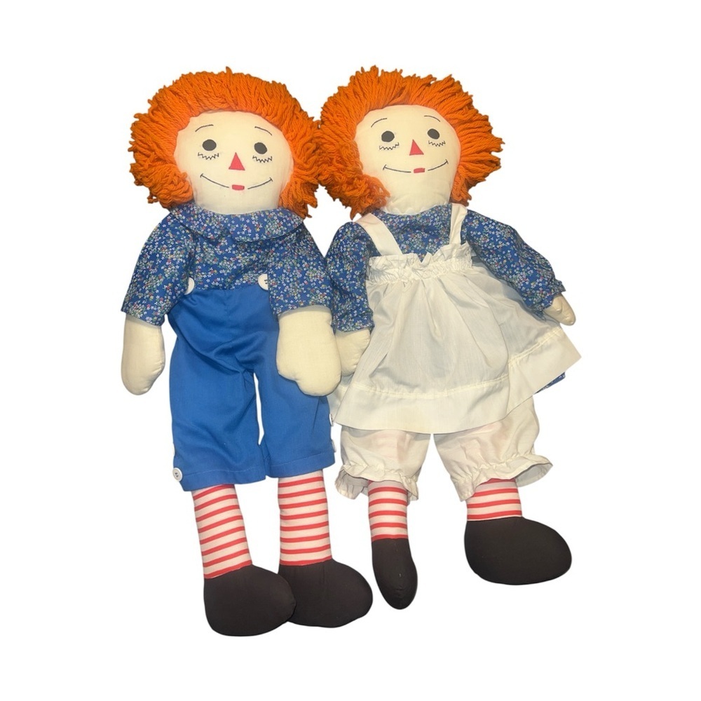 Vintage Raggedy Anne & Andy 24” Doll Orange Yarn Hair Dolls